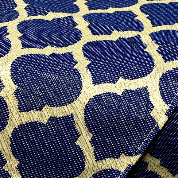 Moroccan Me Crazy Mediterranean Ikat Table Runner Decor Blue G Thread 72" NEW - Picture 3 of 8